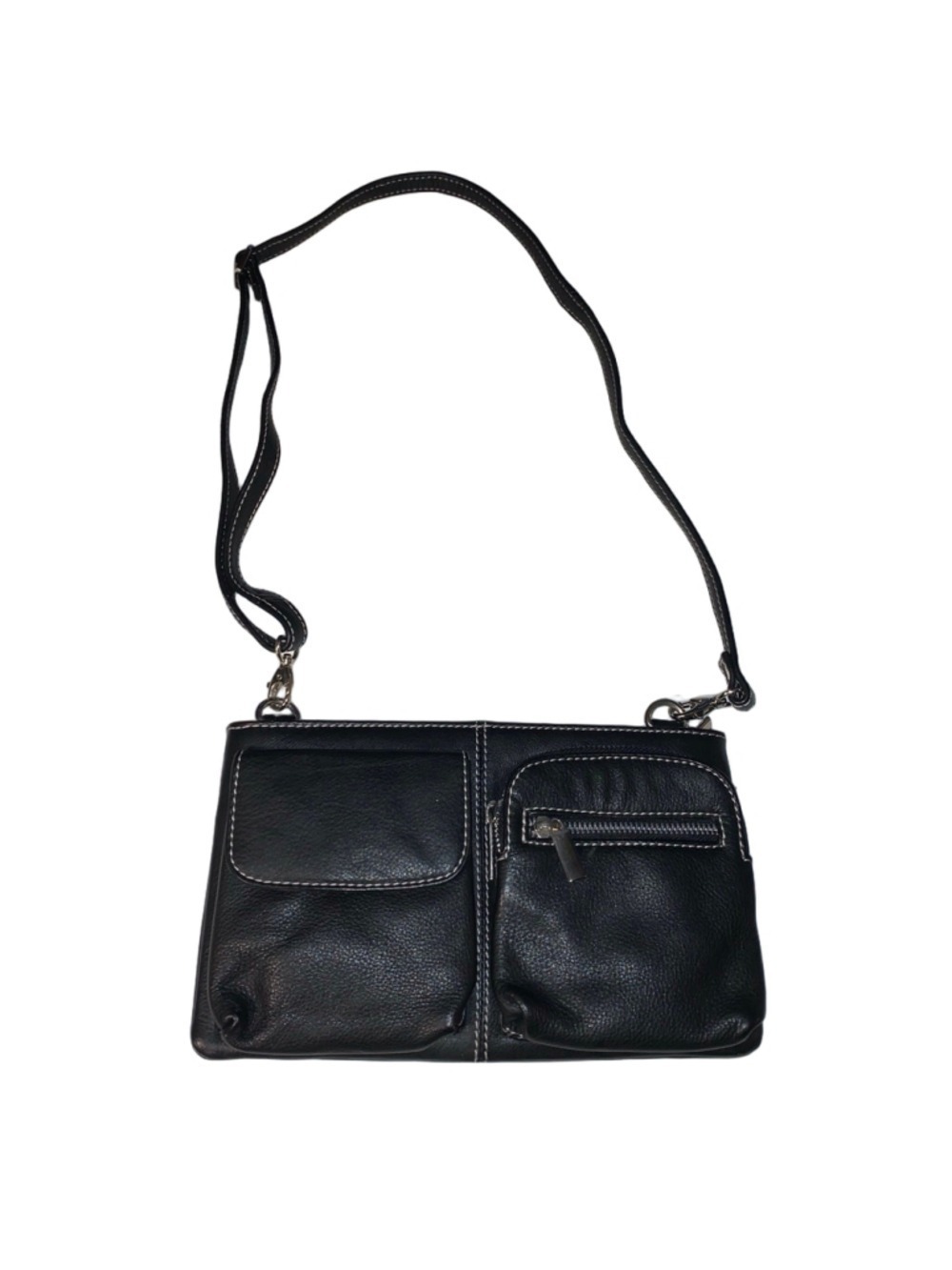 Women's Black Genuine Leather Crossbody Bag One Size